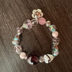 Elegant Pink and Silver Beaded Bracelet